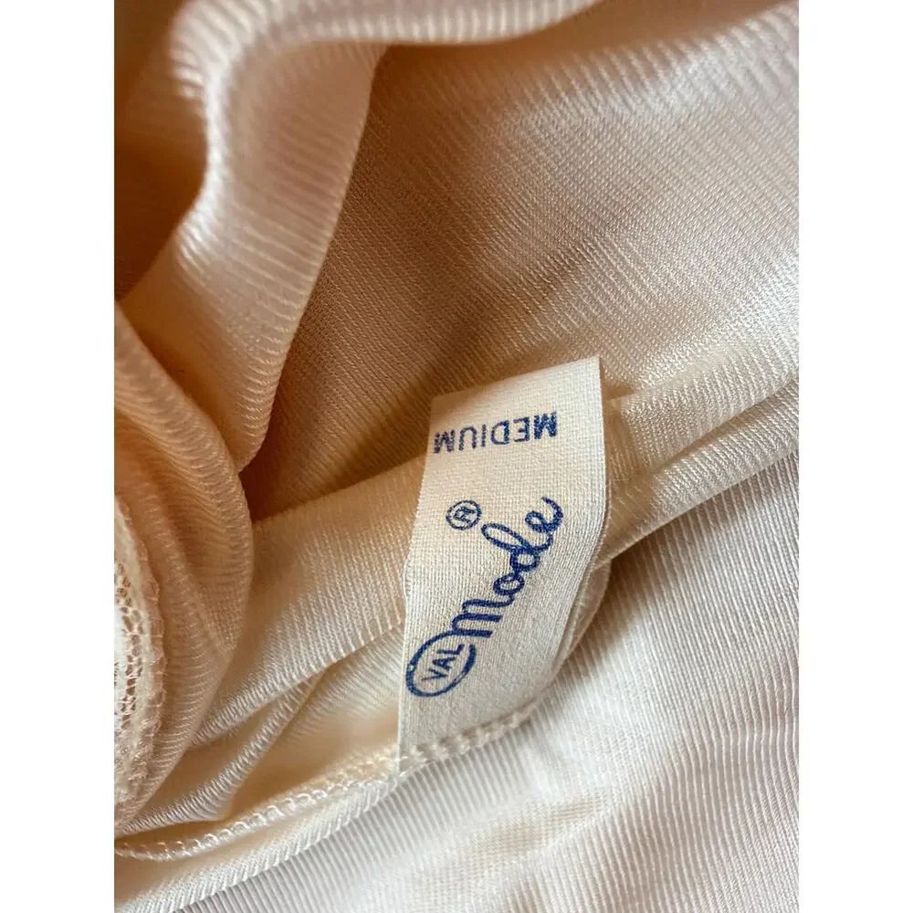 Vintage Val Mode Cream Nylon Peignoir Set Lace Nightgown & Robe Medium 1970s - Picture 11 of 12